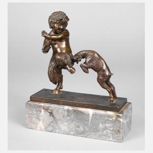 Bronze Faun mit Ziege