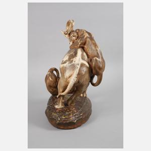 Amphora große Tierfigur Elefant und Tiger