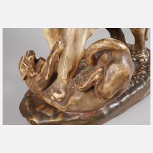 Amphora große Tierfigur Elefant und Tiger