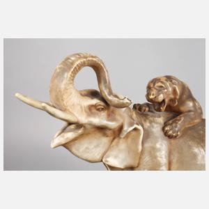 Amphora große Tierfigur Elefant und Tiger
