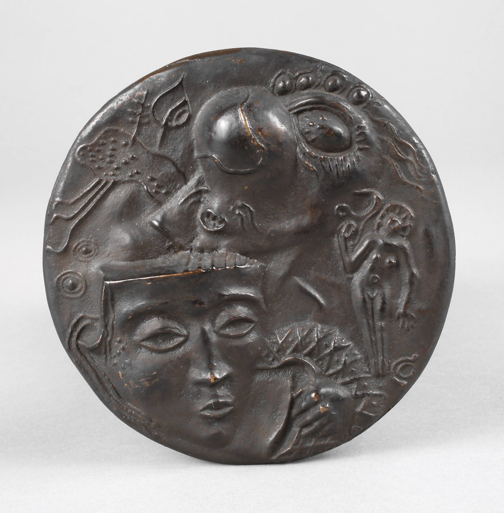 Otto Coester, abstrakte Bronzeplakette