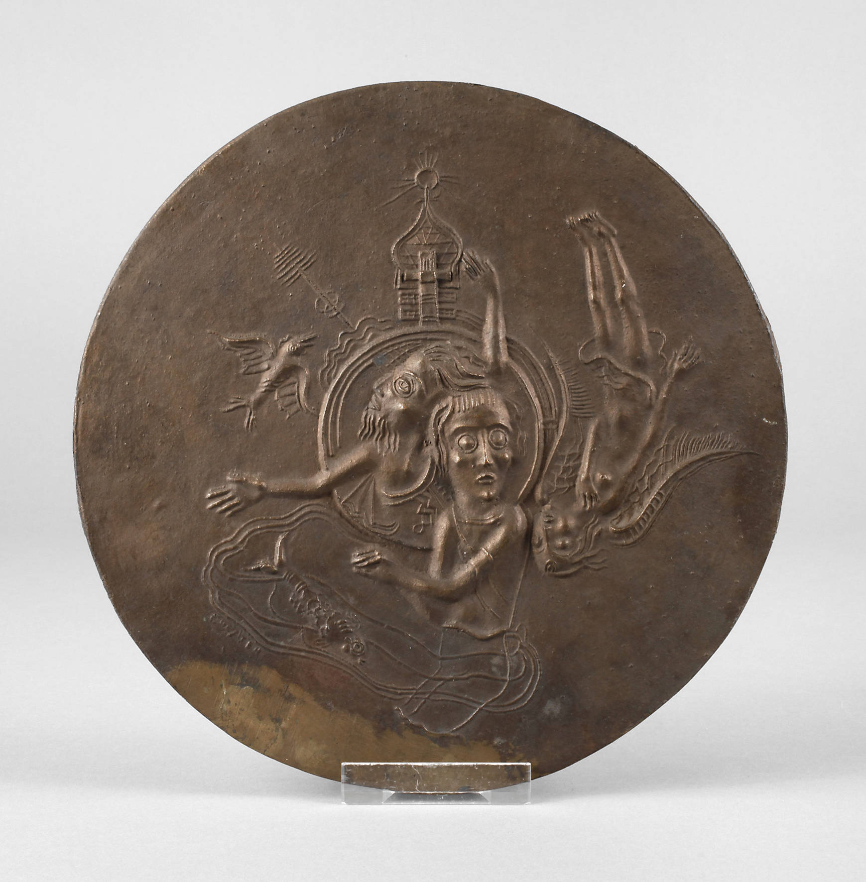 Otto Coester, große religiöse Bronzeplakette