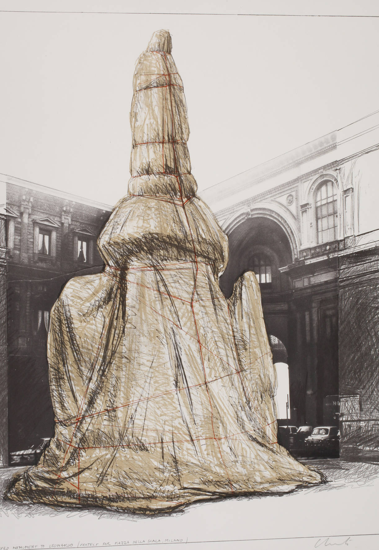 Christo, ”Wrapped Monument to Leonardo”