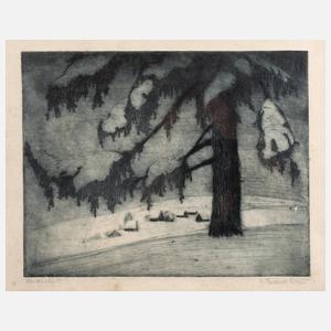 Radierung Winterabend