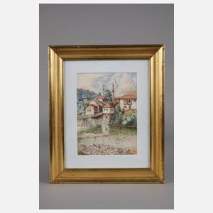 Joh. Pechhacker, Bosnisches Dorf am Fluss