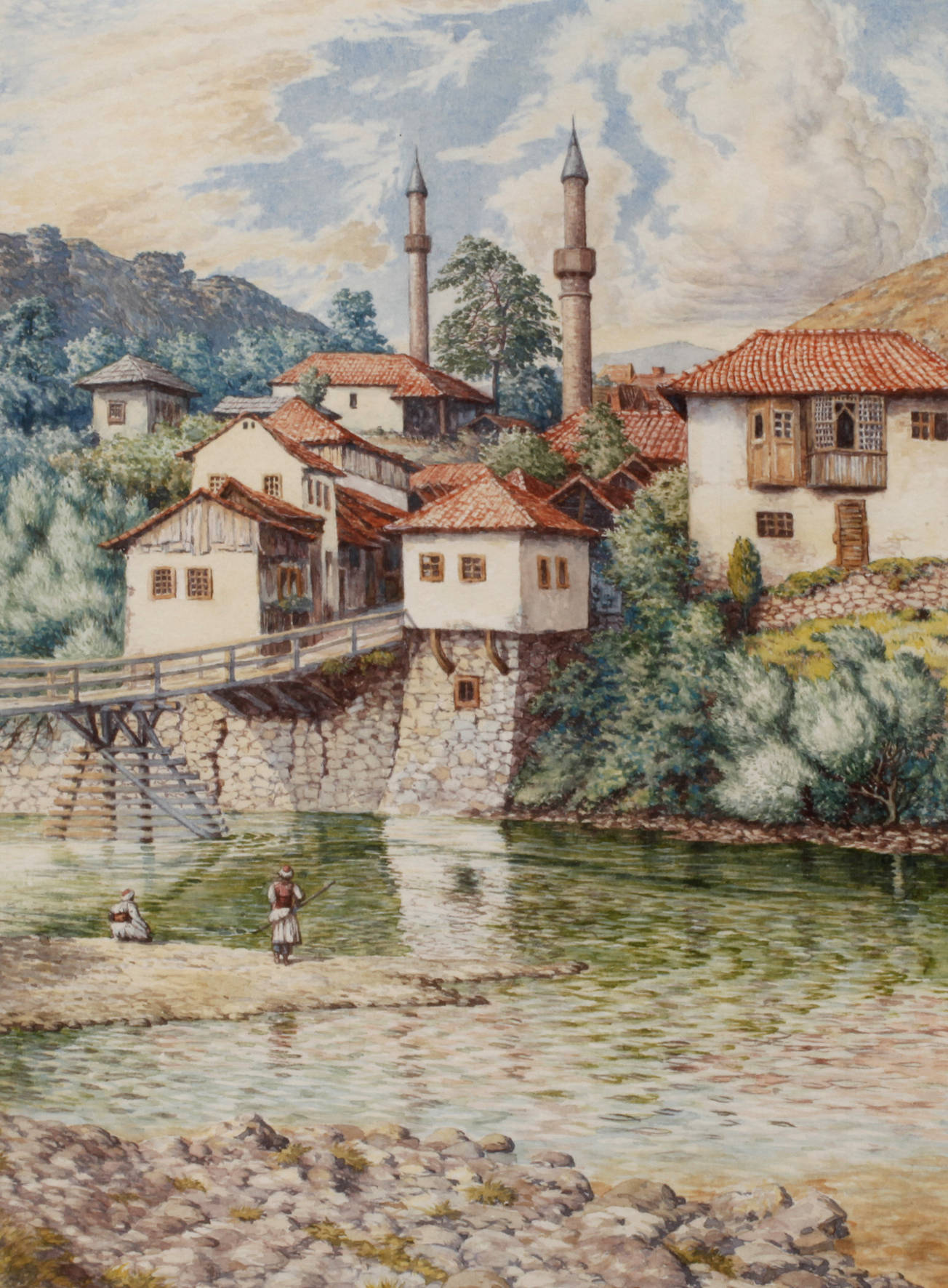 Joh. Pechhacker, Bosnisches Dorf am Fluss