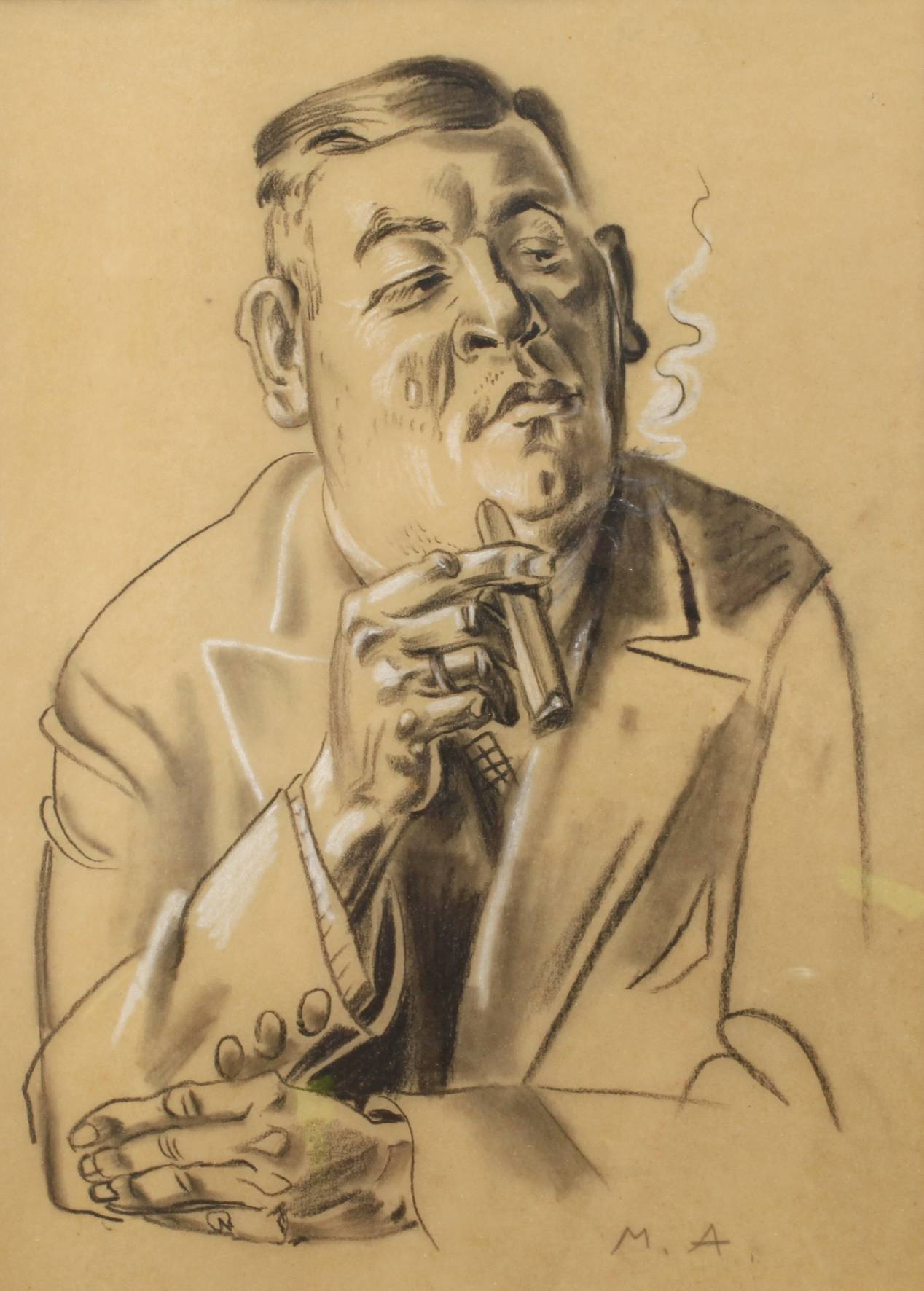 Prof. Max Ackermann, Sinnierender Raucher