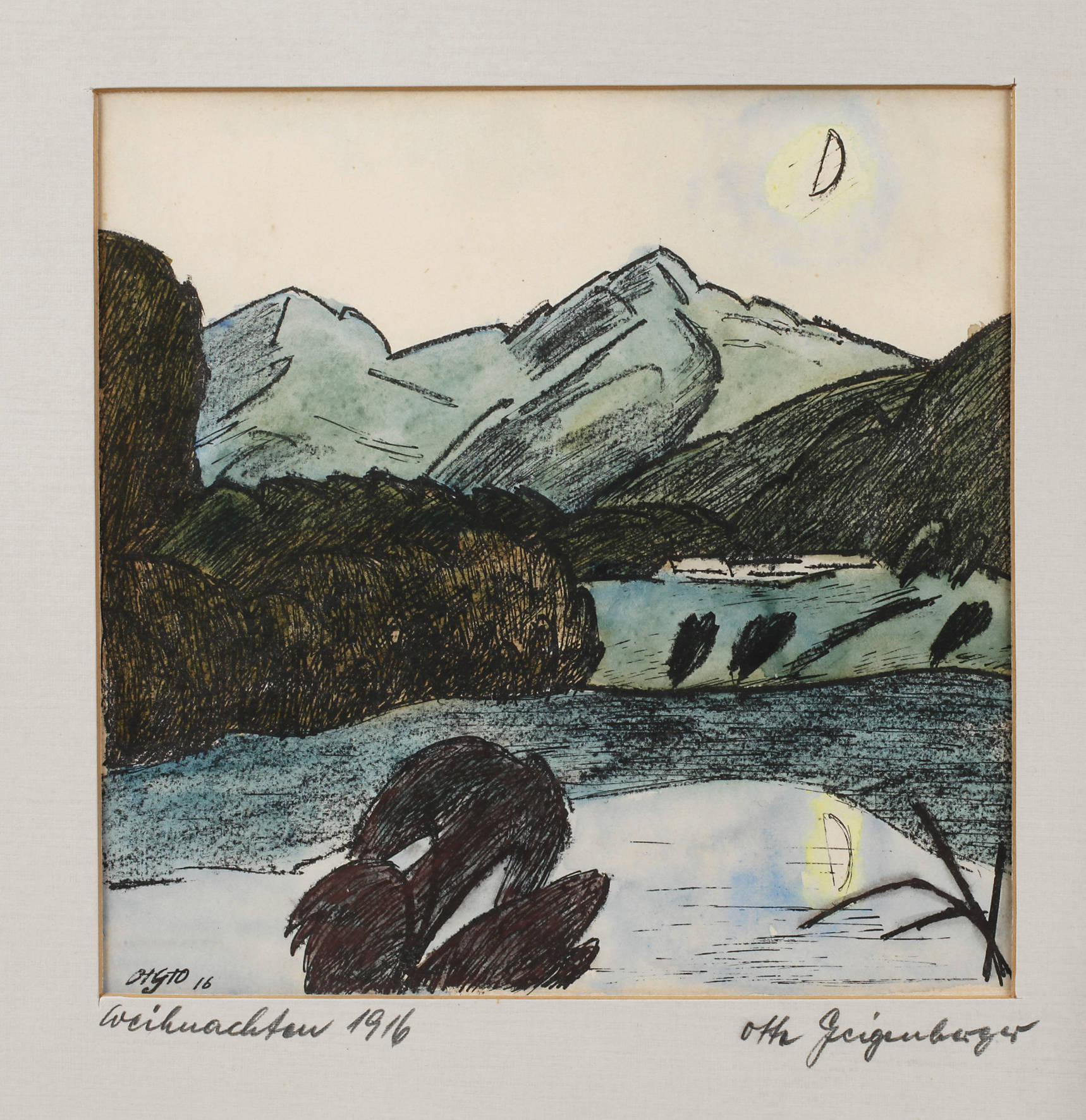 Otto Geigenberger, Berglandschaft mit Mond
