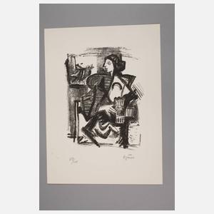 Joachim Heuer, Interieur mit Frau und Vogel