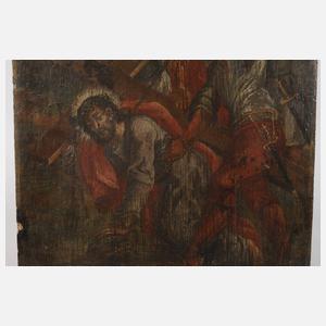 Jesus fällt unter dem Kreuz