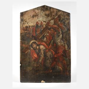 Jesus fällt unter dem Kreuz