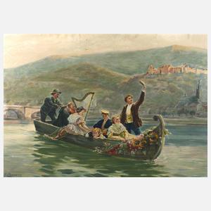 M. Ebner, Auf dem Neckar bei Heidelberg