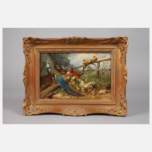 Max Hänger, Hühnerhof mit Pfau und Fasan