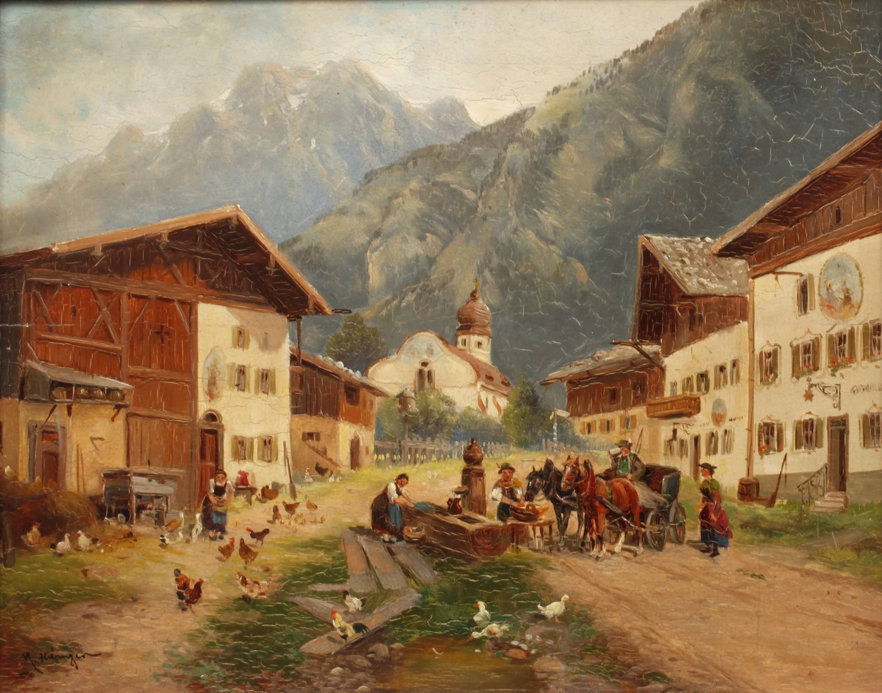 Max Hänger, Auf dem Dorfplatz