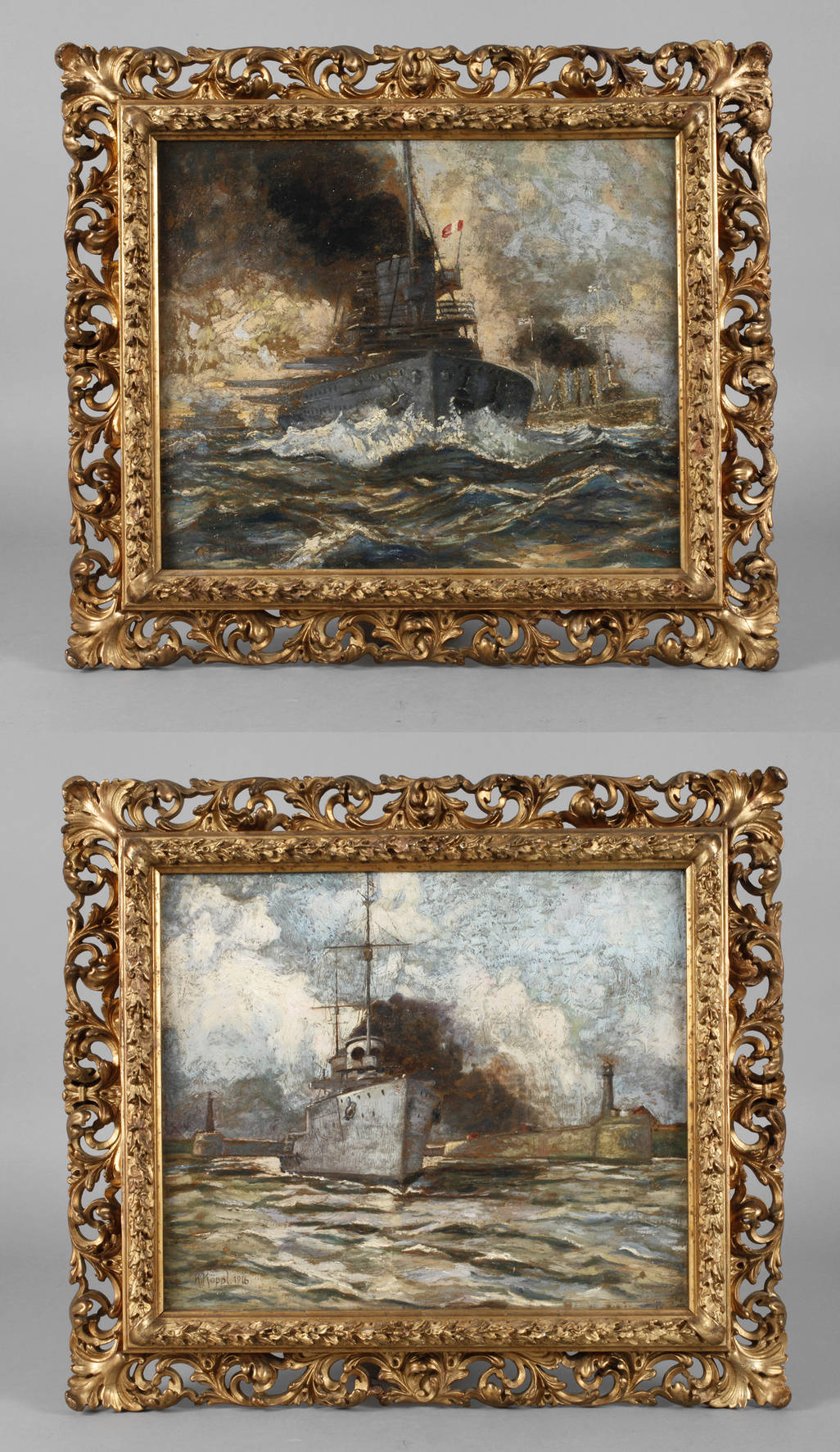 K. Köppel, Paar Gemälde Deutsche Kriegsmarine