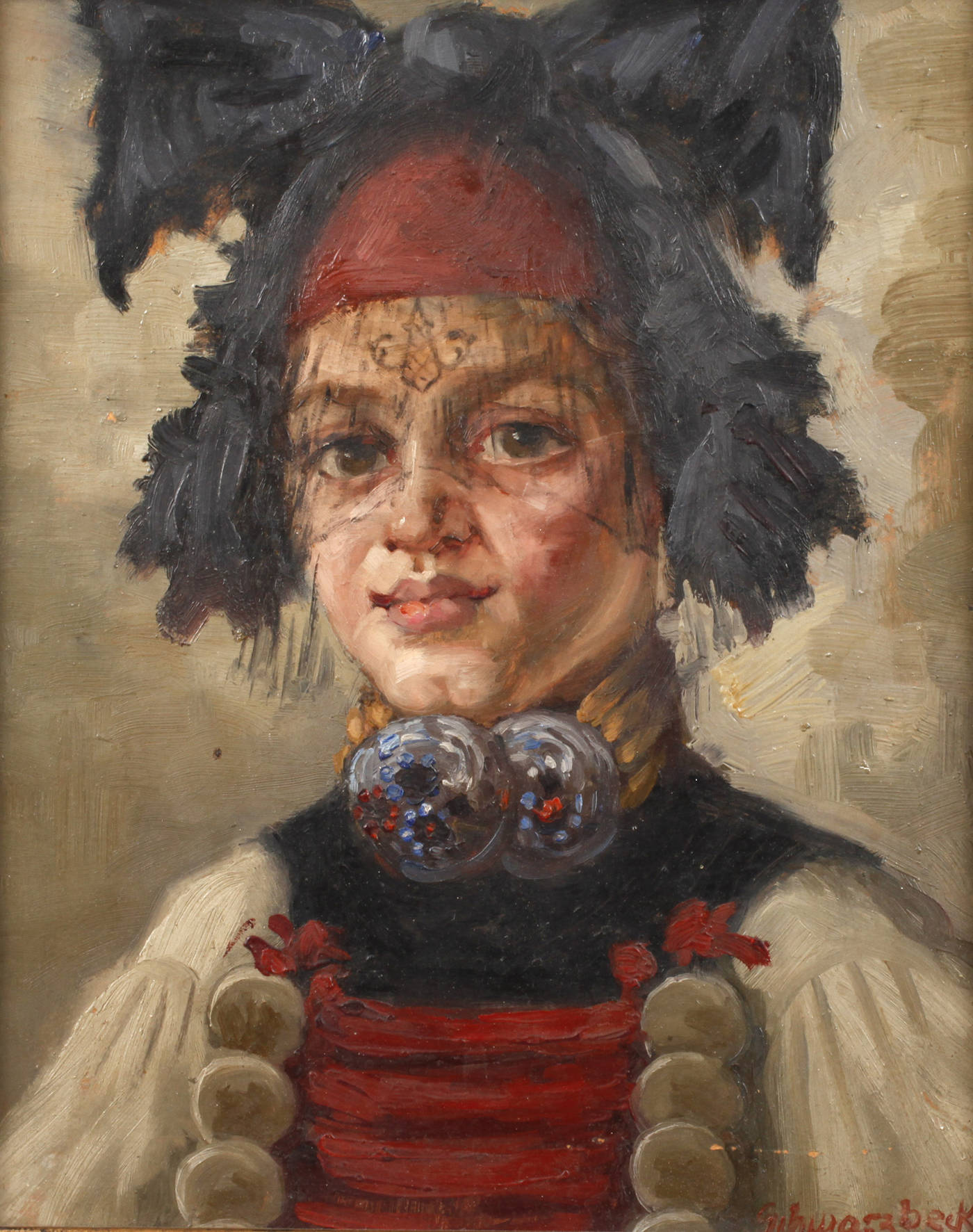 Adolf Schwarzbeck, Mädchen mit Dachauer Tracht