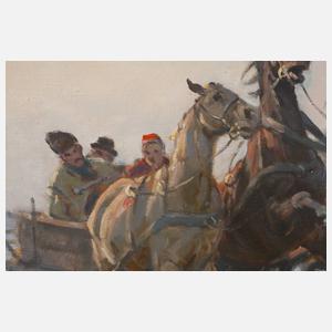 János Viski, Winterliche Pferdeschlittenfahrt in der Dämmerung