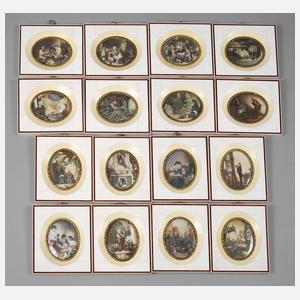 Sechzehn Elfenbeinminiaturen