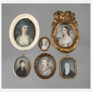 Sechs Elfenbeinminiaturen