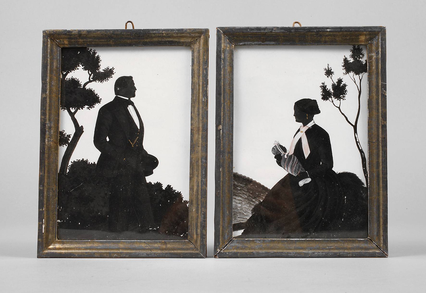 Paar Schattenrissmalereien