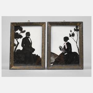 Paar Schattenrissmalereien