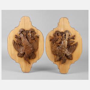 Paar jagdliche Wandappliken