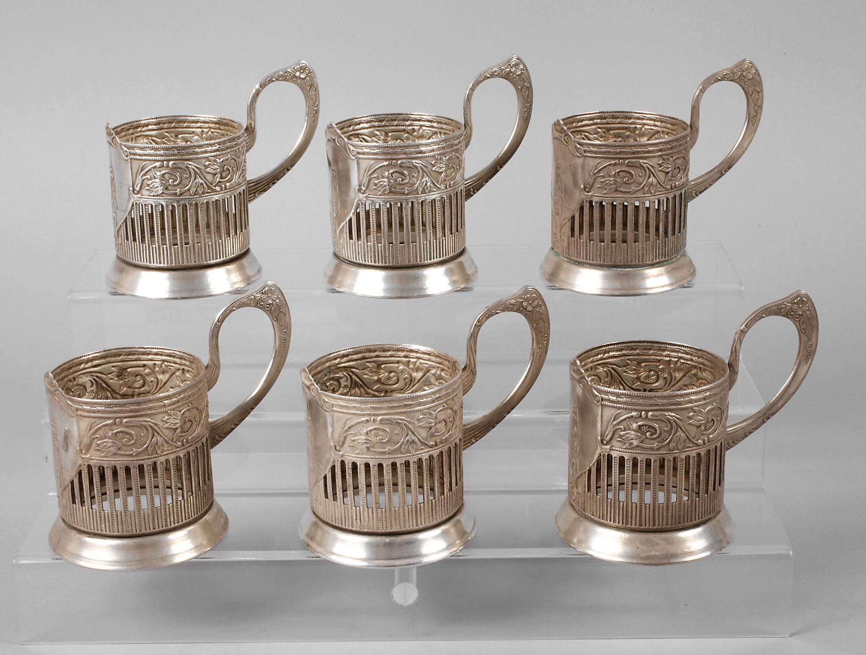 Russland sechs Teeglashalter Silber