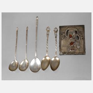 Russland kleine Reiseikone und Löffelchen