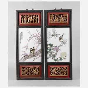 Paar Porzellanbildplatten