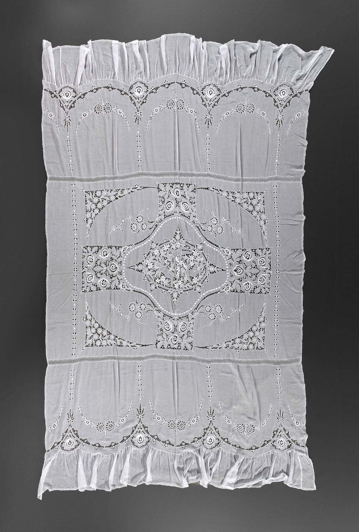 Große Handarbeitsdecke Weißstickerei