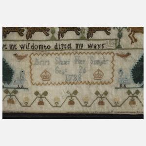 Stickmustertuch England 1788