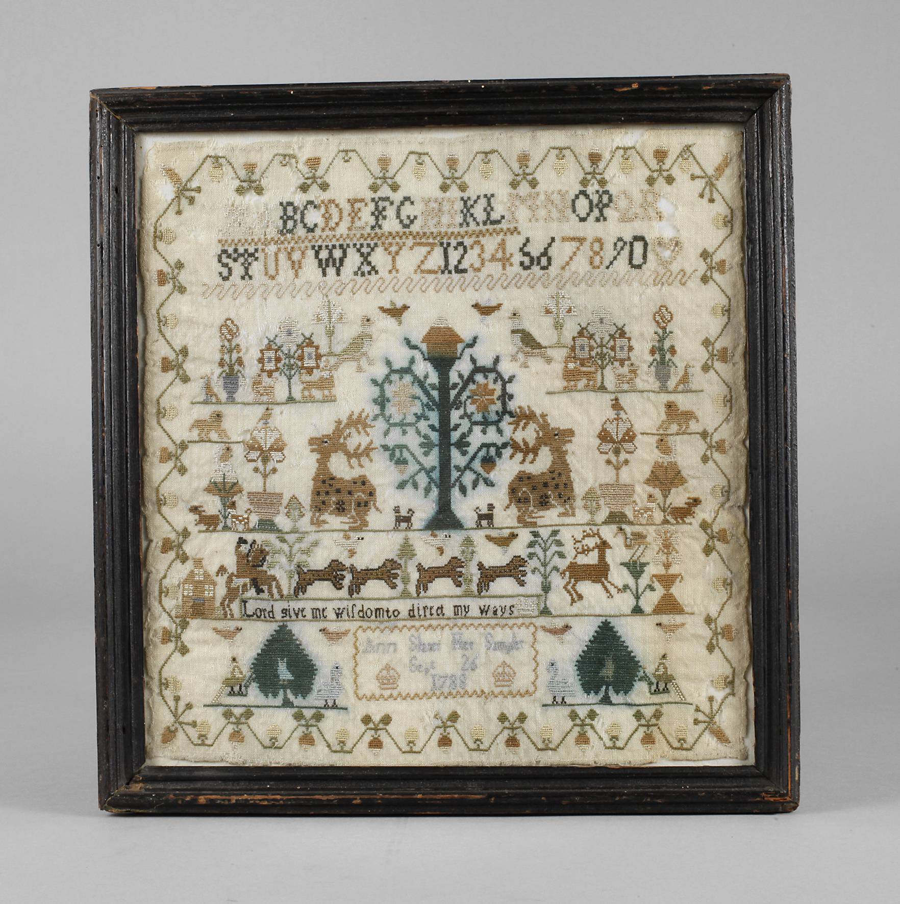 Stickmustertuch England 1788