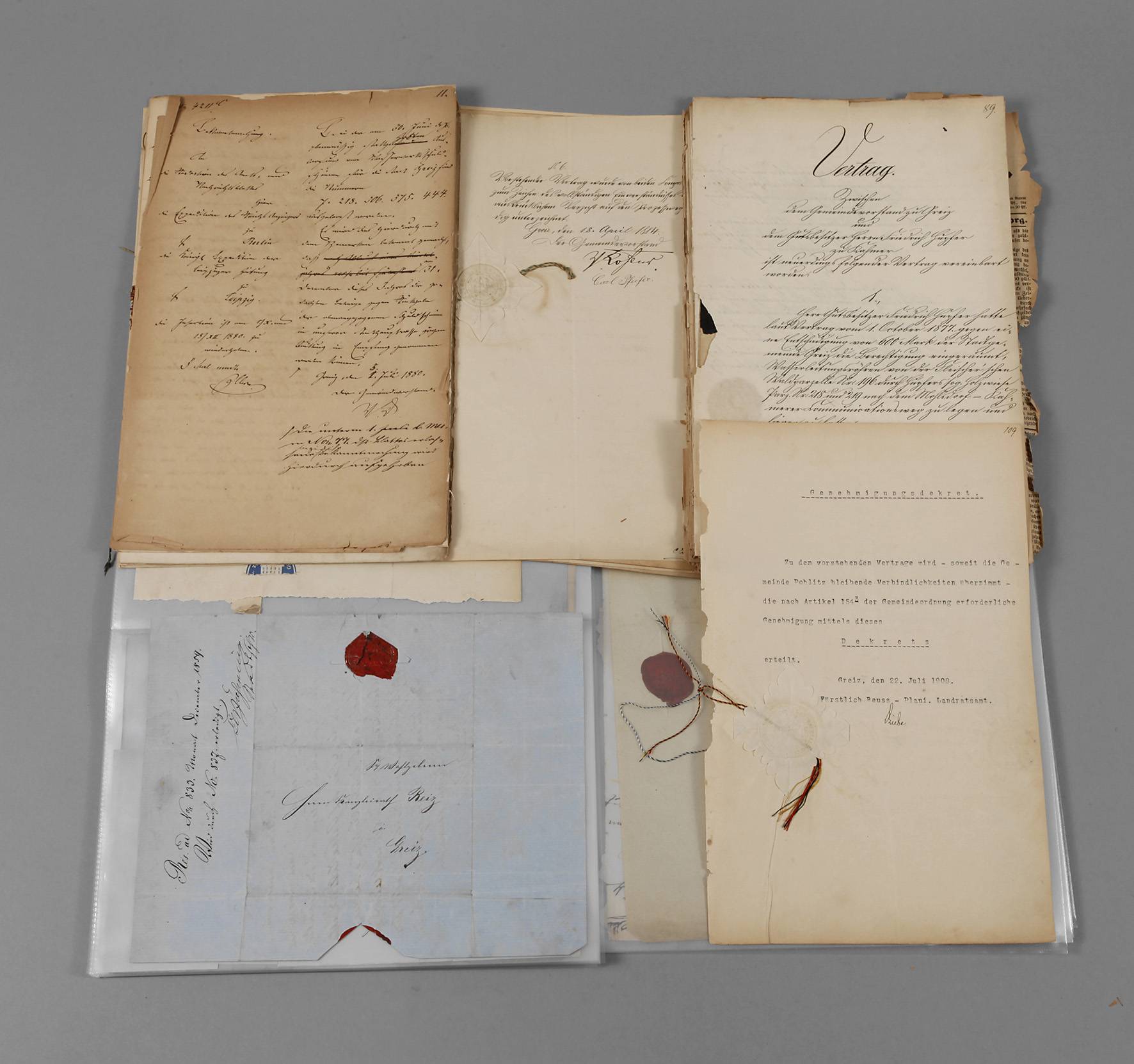 Konvolut Gemeindedokumente Greiz (Reuß)