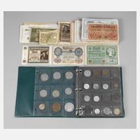 Konvolut Reichsbanknoten und Münzalbum111