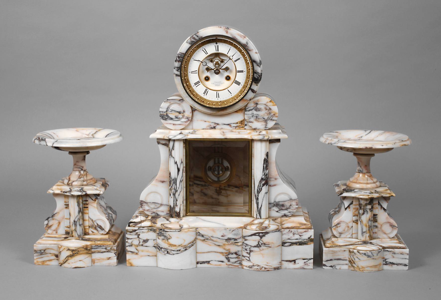 Große Uhrengarnitur Marmor