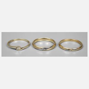 Drei Ringe mit Brillanten