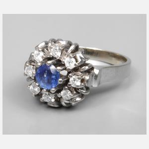 Damenring mit Saphir und Brillanten