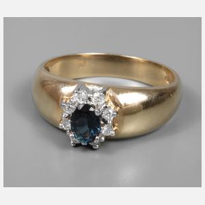 Damenring mit Saphir und Brillanten