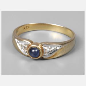 Damenring mit Saphir und Diamanten