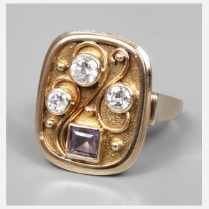 Damenring mit Brillanten und Amethyst