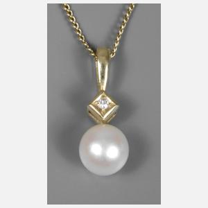 Anhänger mit Perle und Diamant