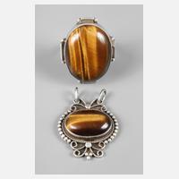 Zwei Teile Silberschmuck mit Tigerauge111