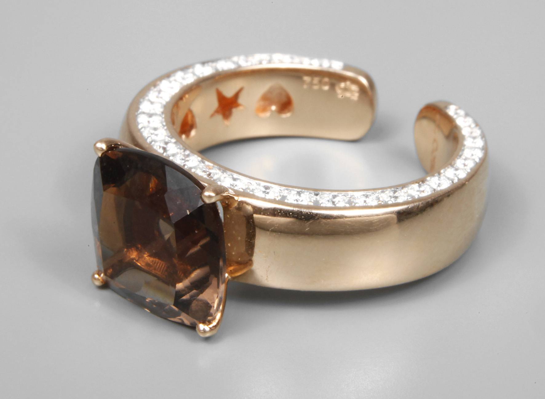 Damenring mit Rauchquarz und Brillanten