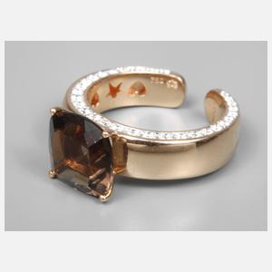 Damenring mit Rauchquarz und Brillanten