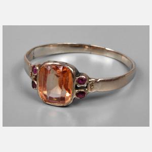 Historischer Goldring mit Topas und Granatbesatz