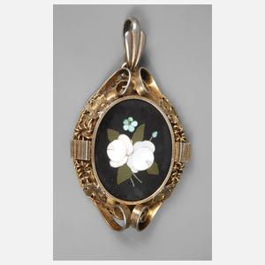 Historismus Medaillon mit Pietra Dura-Einlage