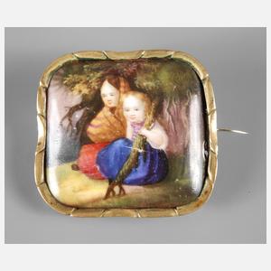 Brosche mit Porzellanmalerei