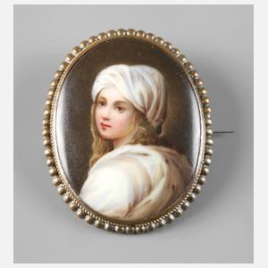 Brosche mit Porzellanminiatur