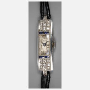 Damenarmbanduhr Platin mit Brillanten