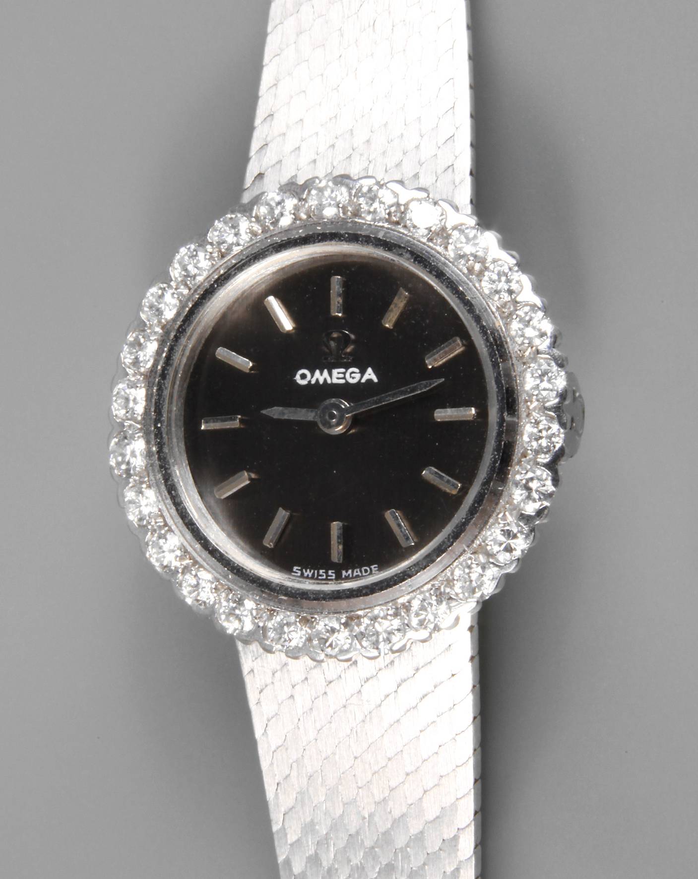 Omega Damenarmbanduhr Weißgold mit Brillanten